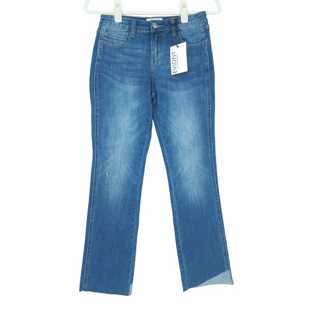 Anthropologie EVIDNT Florence Straight Leg Jeans Women 25 Blue Step Hem Chic NWT